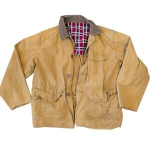 Vintage 1950s Hunting Jacket Corduroy Collar Chore Coat Field Bird Barn Canvas